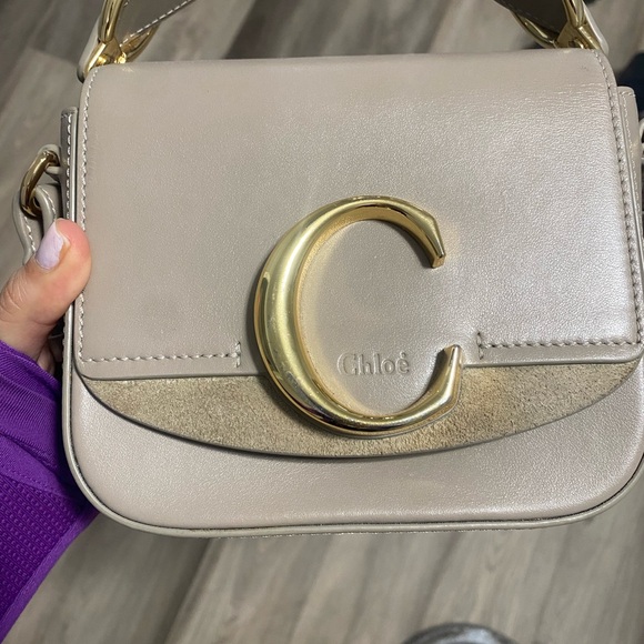 Chloe Handbags - Small Leather C Bag in Taupe